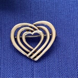 Vintage Sterling Heart Brooch - Unique Design - Great Valentine's Day Gift